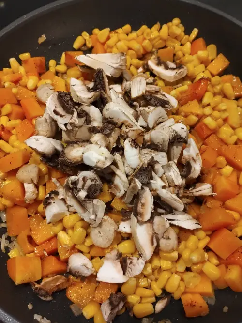 Butternut-mushroom-corn pôelée